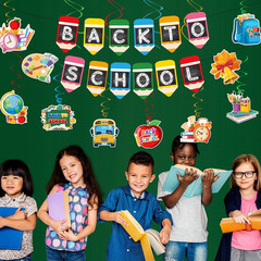 21Pcs Back to School Decorations Banners Hanging Swirls Cake Topper for First Da