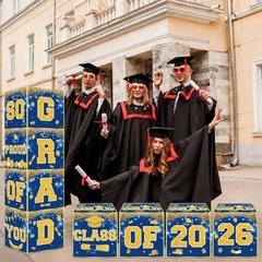 Blue and Gold Graduation Decorations 2026, 4Pcs