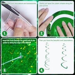 Green Hanging Swirl Foil Plastic Party Ceiling Streamer Ornament Set 30 PCS