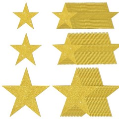 90Pcs Star Cutouts Double Printed 3 Sizes Gold Glitter Star Paper Cutouts for…