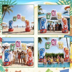 8FT Inflatable Summer Flip Flop Pool Party’s Arch, Luau Hawaiian Tropical Beach