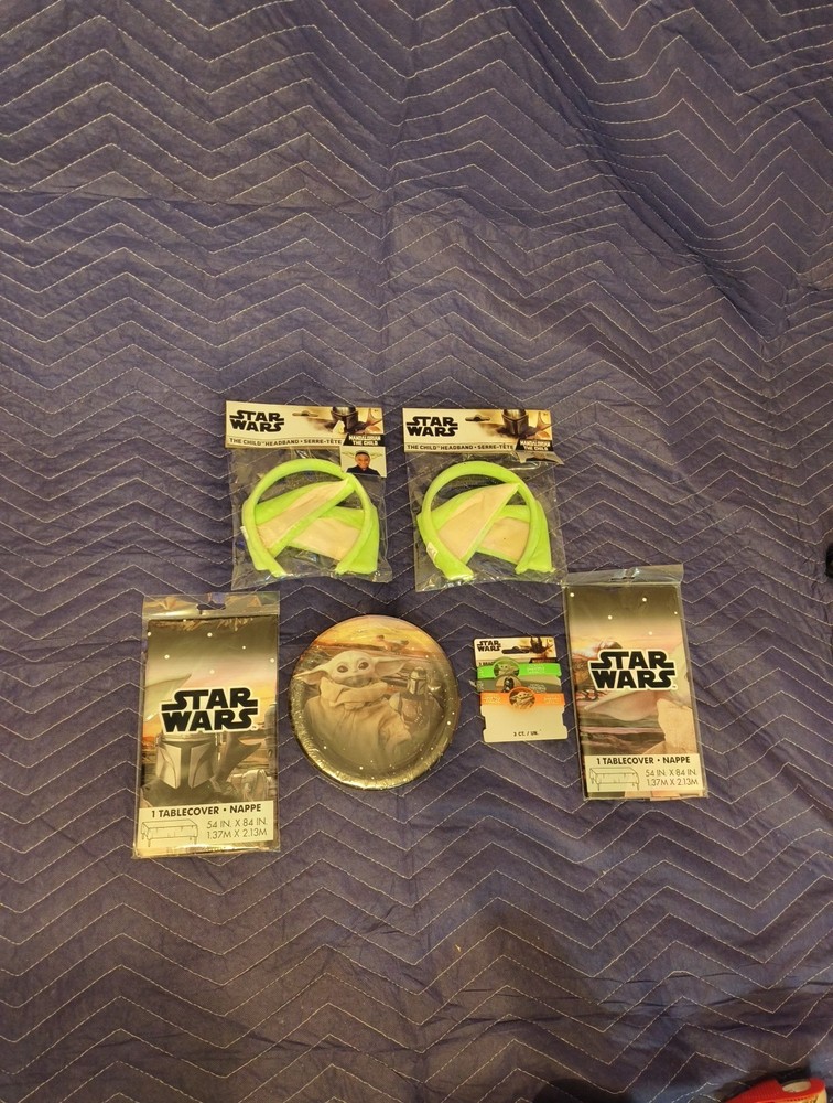 Star Wars Birthday Party Decorations+ Mandalorian Tablecloth Banner Plates+ NEW