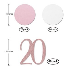200 PCS Rose Gold 20th Glitter Birthday Number Confetti Table Decor