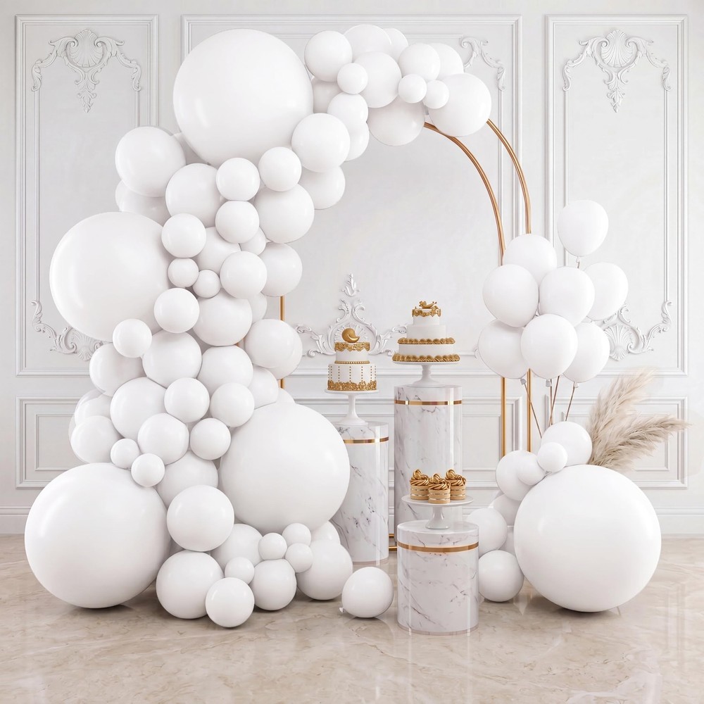 154pcs White Balloons Different Sizes 18 12 10 5 Inch Latex Balloons Garland …