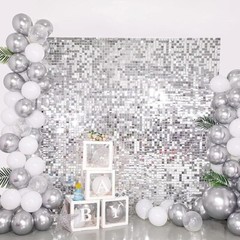 10 Pcs Silver Shimmer Wall Backdrop Panels Sequins for Birthday Party