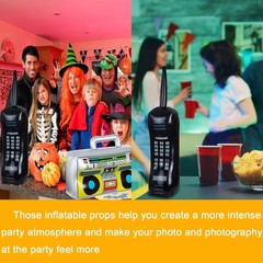 Retro Inflatable Boombox & Cell Phone Props – Ideal for Halloween & Photo Booths