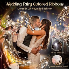​Drixbor 100 PCS Light Up Wedding Wands – LED Tinsel Streamers for Wedding Send