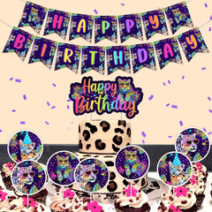 Rainbow Cheetah Birthday Decorations for Boys Girls – Leopard Print Happy Birthd