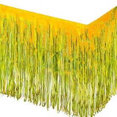Gold Tinsel Table Skirt 2-Pack 29×108 Inch Metallic Foil Fringe Table Skirts …