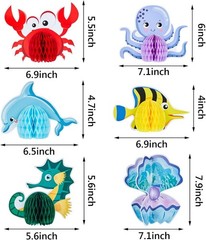 WILLBOND 12 Pieces Under The Sea Honeycomb Centerpiece Ocean Themed Party Table