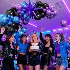 125pcs Blue and Black Balloon Arch Kit with Metallic Purple Blue Black Balloo…