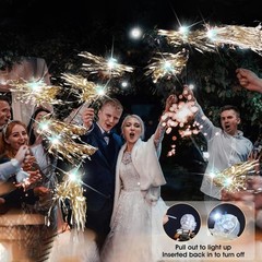 LED Wedding Wands 24 Pack Light Up Tinsel Streamers Party Send Off Favors Glow