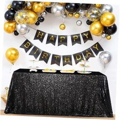 Sequin Tablecloth 90×156 Inch Rectangle Wedding 156″ x 90″ (Rectangular) Black