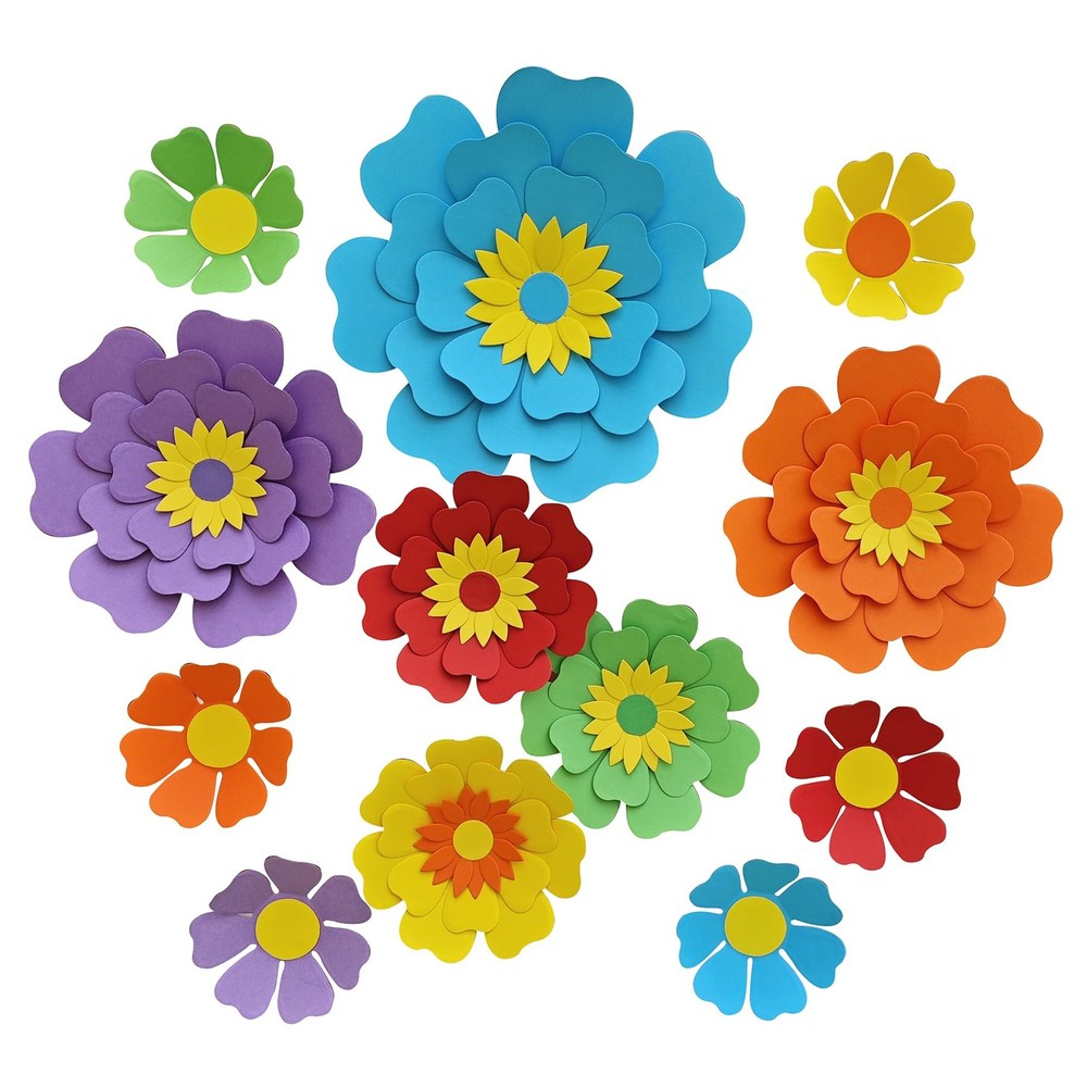 Rainbow Fiesta Decorations Multi-Color Paper Flower for Birthday Wedding Rain…