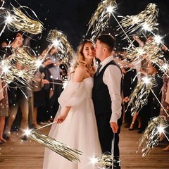 ​Drixbor 100 PCS Light Up Wedding Wands – LED Tinsel Streamers for Wedding Send