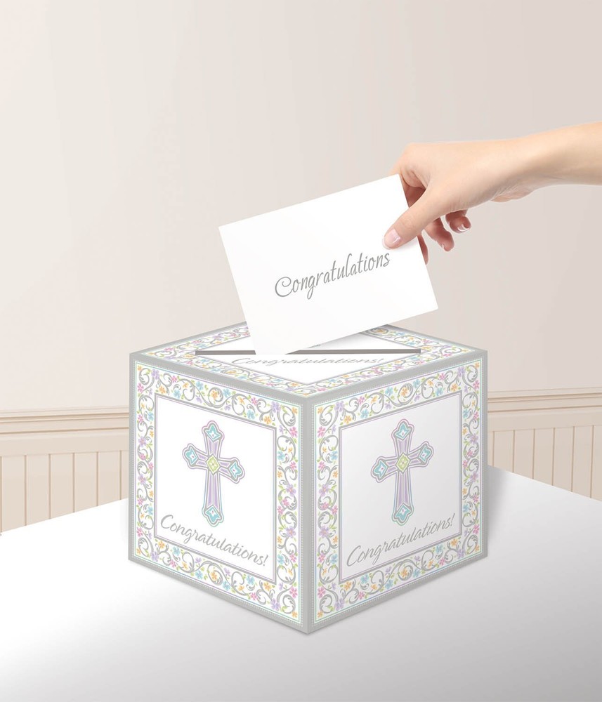 Blessed Day Cross Religious Theme Easter Holiday Party Decoration Card Holder