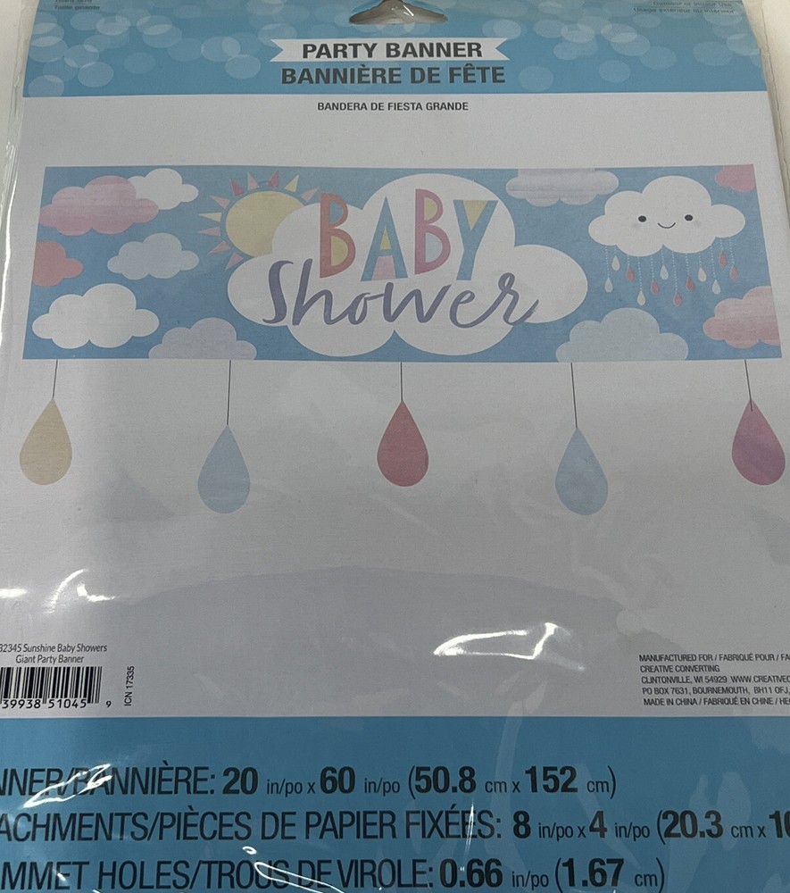 Part Banner Baby Shower 20 In X 60 In 1 Count