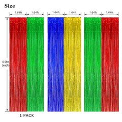 Blue Red Green Yellow Party Decorations, Blue Red Green Yellow Foil Fringe Ba…