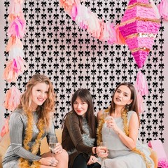 2 Pack Black Bow Foil Fringe Curtains 3.3×6.6 FT Metallic Tinsel Backdrop