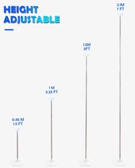 Telescoping Balloon Stand Set of 4, 1.5ft to 7ft Free Adjustable Metal Balloo…