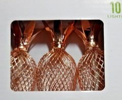 Pineapple String Lights Metal Mesh LED Set 10 Lights Copper Colored CHIC Home