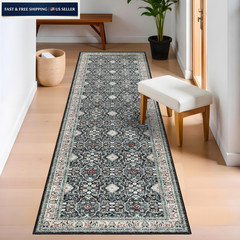 Washable 2×6 Hallway Runner Rug: Ultra Soft 2′ x 6′ (Rectangular), Black