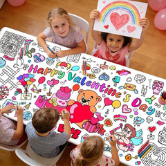 Valentines Coloring Tablecloth/Poster, Valentines Day Gifts for Kids Classroom,