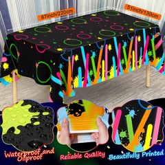 161Pcs Neon Party Decorations – Glow in the Dark Balloons, Arch Kit & Tablecloth