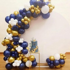 Navy Blue and Gold Confetti Balloons, 50 pcs 12 inch Pearl White and Gold Met…