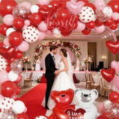 Bear & Heart Balloon Decor Set For Romantic Weddings, Birthday Parties Festivals