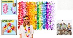 24-Pack Hawaiian Leis – Vibrant Tropical Party Decorations for Luau Celebrations