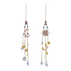 Outdoor Star Moon Wind Chime with White Quartz for Garden and Front Door Decor