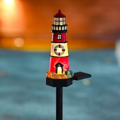 Resin Solar Lighthouse Light LED Waterproof for Outdoor Garden Decoration