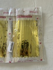 2 Pack Gold Backdrop Metallic Foil Fringe Curtains Party Supplies – Brand New