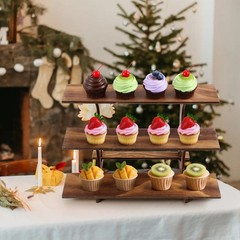 3 Tier Wooden Cupcake Tower Rustic Tiered Tray for Dessert Display Party Serving