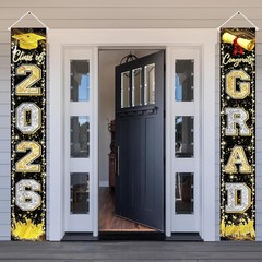 Graduation Decorations 2026 Class of 2026 Black Gold Silver Party Supplies