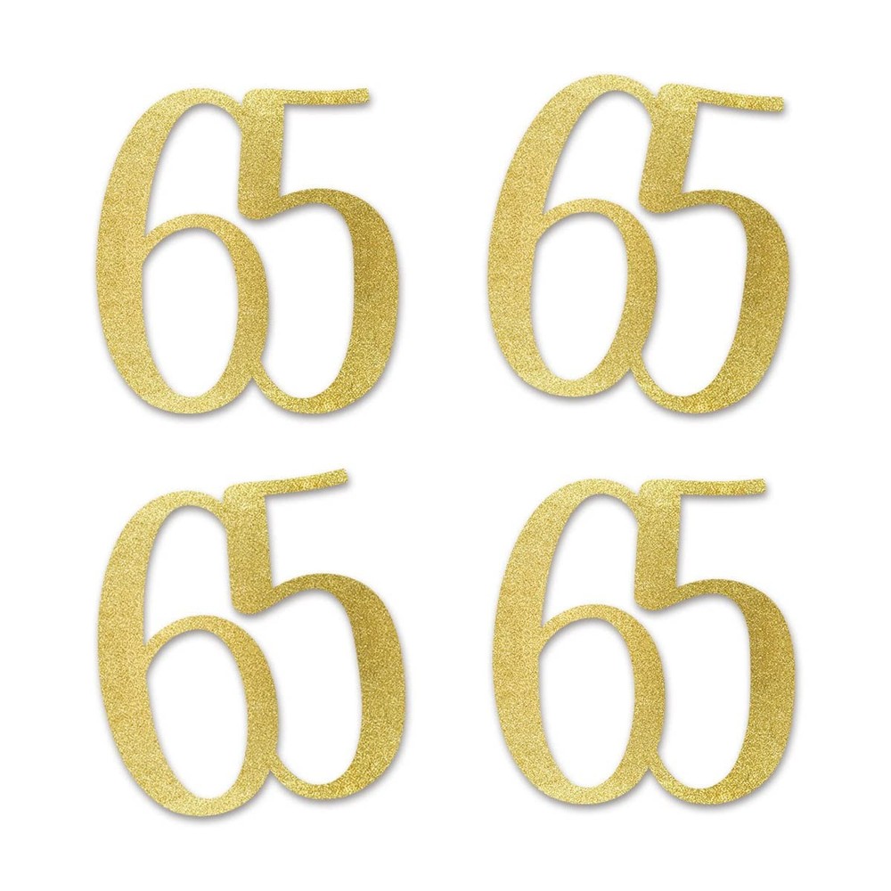 Gold Glitter 65 CutOut Numbers 65th Birthday Anniversary Decorations