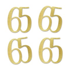 Gold Glitter 65 CutOut Numbers 65th Birthday Anniversary Decorations