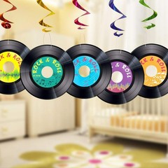 30pcs Record Cutouts 1950s Rock and Roll Music Party Two Sided Decoration 7 I…