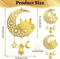 2 Pcs Ramadan Decorations for Home Islamic Eid Mubarak Door Sign Acrylic Hanging
