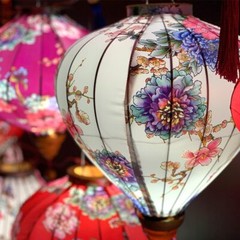 Retro Chinese Hanging Lanterns Peony Floral Cloth Lantern Party Festival Decor
