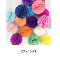 20 PCS Honeycomb Flower Balls Tissue Paper Pom Poms Wedding Decor 6 Inch Multi