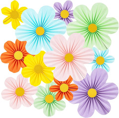 12 Pcs Paper Flowers Decorations for Wall, Pink Yellow Green Purple Orange Blue