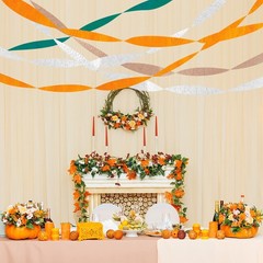 1st Choice Crepe Paper Streamers Party Streamer Decorations, Sliver and Green