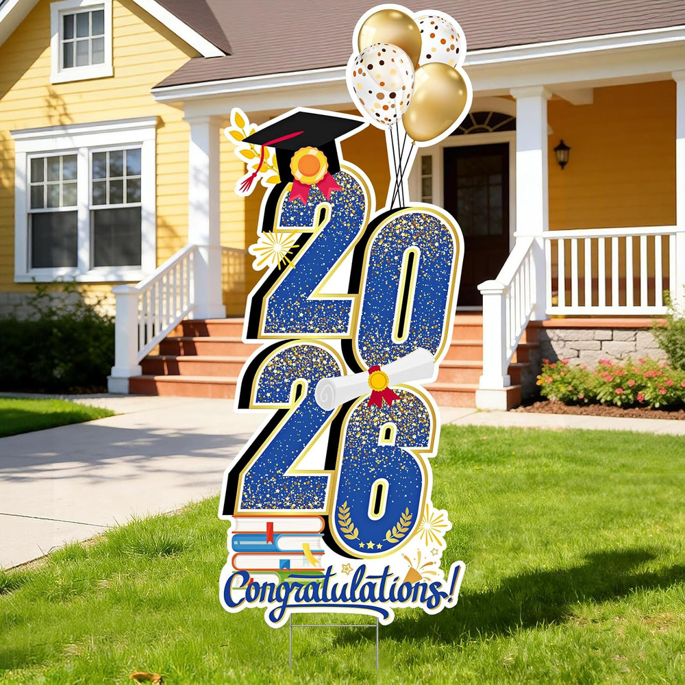 2026 Graduation Decorations Yard Sign, 3.5 FT Tall Class of 2026 Congrats Grad Y