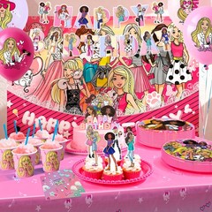 Barbie Princess Party Decorations Tableware Backdrop Plates Tablecloth Balloon