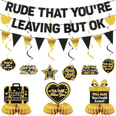 Farewell Party Decorations Men Women, Black Gold Rude That You’Re Leaving but OK