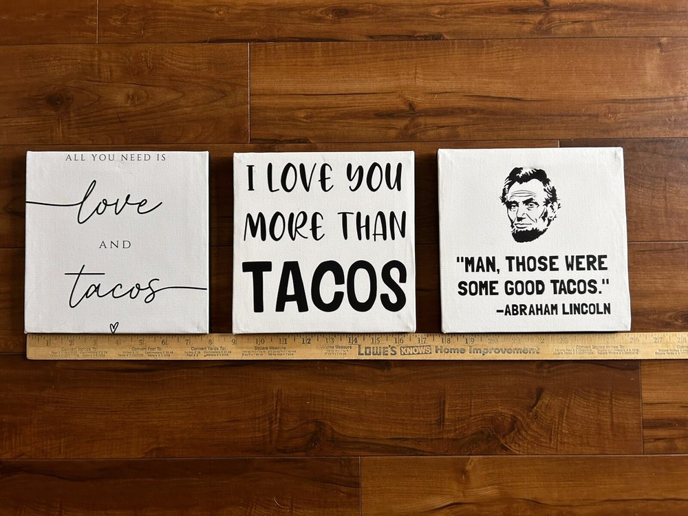 3 Canvas Taco Bar Signs Wedding, Party, Shower, Cinco De Mayo 8 X 8
