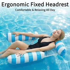 4in1 Pool Float Hammock Lounge Adult Inflatable Water Chair Cooling Mesh Porta