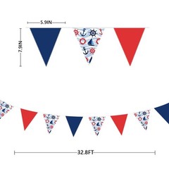 32Ft Nautical Party Decorations Red Blue White Nautical Themed Fabric Banner …